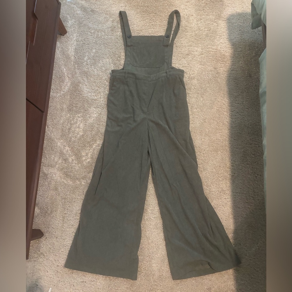 Cider Olive Green Corduroy Jumpsuit